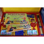 Meccano No. 8 outfit late 1930s, top tray re-strung on original card, all parts in (G-VG) used