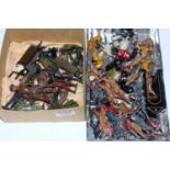 Two trays containing a quantity of mixed Britains, Crescent, and other military figures and