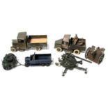 A selection of various Britains and Dinky Toys military vehicles and accessories to include No. 1877