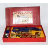 Meccano F outfit 1934-7 box containing a good selection of blue/gold parts in (E) conditionCondition