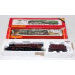 Hornby R065 and R303 'Evening Star' engines and tenders, one gloss, other matt green (G-BF) and an