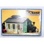 A Pola G scale boxed kit built model of an engine shed housed in the original card boxCondition