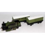 Marklin live steam 0-4-0 tank loco completely repainted in SR green - scorching to sides, with a
