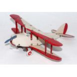 Meccano No. 0 Aeroplane, believed very well repainted red/off white (G)