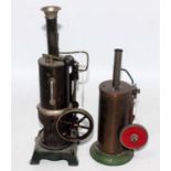 A stationary live steam plant group to include a Bing style vertical steam engine comprising of