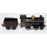 1926-8 Hornby no. 1 c/w loco and tender, lined crest on cab, 5 boiler bands, normal width 2710