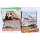 Four various boxed vintage railway and travel interest jigsaws to include a Victory Jigsaw puzzle