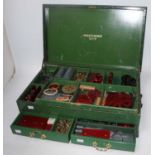 Meccano No. 7 outfit, circa 1929/30, green box, appears substantially complete, repro handles on
