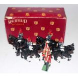 A Herald Models plastic standard bearer and four mounted horse guards boxed gift set, housed in