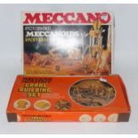 Two modern Meccano sets: Motorised Meccanoids and collection of crane set parts in a crane set box