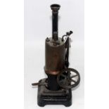 A Marklin early 20th century vertical stationary steam engine comprising of vertical boiler with