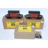 Modern Basssett-Lowke items, 2 x NE bauxite long wheelbase brake vans (M-BM), box only for a