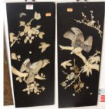 A pair of Japanese shibiyama panels, principally being bone and mother of pearl (some losses),