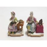 A pair of Vienna porcelain figures in the 18th century style, each with impressed beehive marks