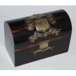 A Victorian calamander and brass mounted dome topped casket having later fitted interior, width