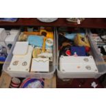 Two boxes containing Sindy dolls and accessories