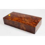 A 20th century burr wood cigar box, width 28cm