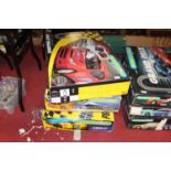 Three boxed Scalextric kits, to include Rally Challenge, Powerslide, and Sport