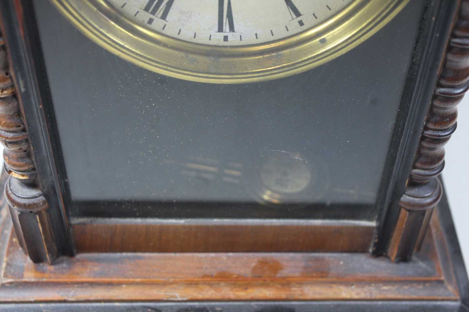 An early 20th century walnut cased 8 day mantel clock, 41cm high - Image 2 of 4