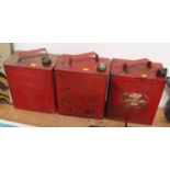 Three various vintage petrol cans with original caps to include a Shellmex BP limited example, a