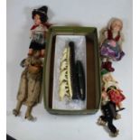 Various dolls to include eastern European example in gypsy costume, rubber example etc