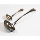 A 19th century silver ladle in the Fiddle pattern, London 1811, 6.7oz; together with a similar