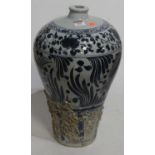 A large Chinese export Meiping vase, decorated with koi carp among reeds, height 44cm