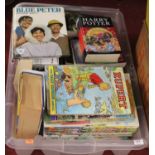 A box of miscellaneous childrens books and annuals, to include Rupert, Harry Potter & The Deathly