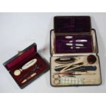 A small collection of assorted lady's dressing table items and sewing accoutrements, to include