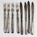 An early 20th century set of eight silver pickle knives and forks, Sheffield 1932