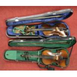A student's violin cased, together with another similar (2)Condition report: Both length 60cm.