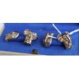 Pair novelty silver "elephant" cufflinks, in fitted case