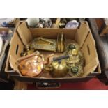 A box of miscellaneous metalware