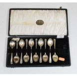 A cased set of ten silver teaspoons, in the Rat-tail patternCondition report: Length 11cm.