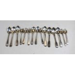 A collection of fifteen 18th century and later silver teaspoons, various dates, patterns and makers,