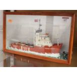 A scratch built model of the Ocean Scout in glazed display case width 36cm