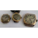 A vintage ladies 18ct gold cased mechanical wrist watch having unsigned silver dial, no bracelet,