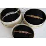 Links of London - set of three 'gold', 'silver' and 'bronze' bangles, each with crystal set fixed