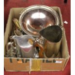 Assorted plated ware to include footed cake basket, wine sleeve, sundry flat wares, piquet ware, hot