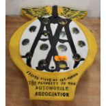 An original cast iron and later repainted AA Automobile Association reflective post marker (