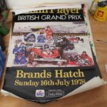 A collection of various 1960s and 1970s motor racing posters, five examples to include a John Player