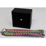 A Bex Rox curb link steel, gilt metal and woven thread heavy fashion bracelet, in box, together with