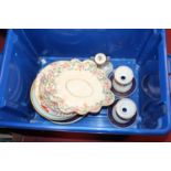 A box of miscellaneous 19th century and later china, to include Crown Derby part dessert service (