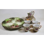 A Continental part tea service and two plates