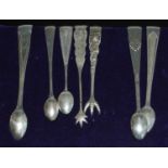 A pair of George V silver sugar tongs, Arthur Price & Co, Birmingham, 1929, together with four other