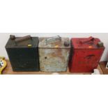 Three various vintage Esso petrol cans all with original brass caps