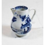 An 18th century Lowestoft porcelain sparrow beak jug, blue and white decorated in the Chinese style,