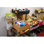A large collection of various Noddy related collectables to include soft toys, plastic vehicles,