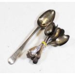 Fifteen various 19th century silver teaspoons together with a silver serving spoon (16), 9.2oz