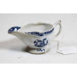 An 18th century Lowestoft porcelain blue and white sauceboat